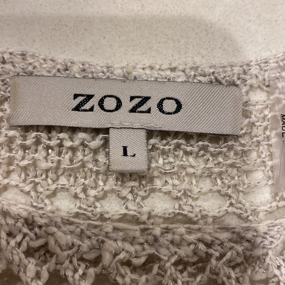Zozo Crochet Sweater Oatmeal Womens Size Large Scoop Neck - Picture 8 of 10